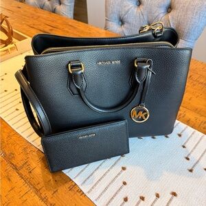 Michael Kors Black Satchel and Wallet Set
